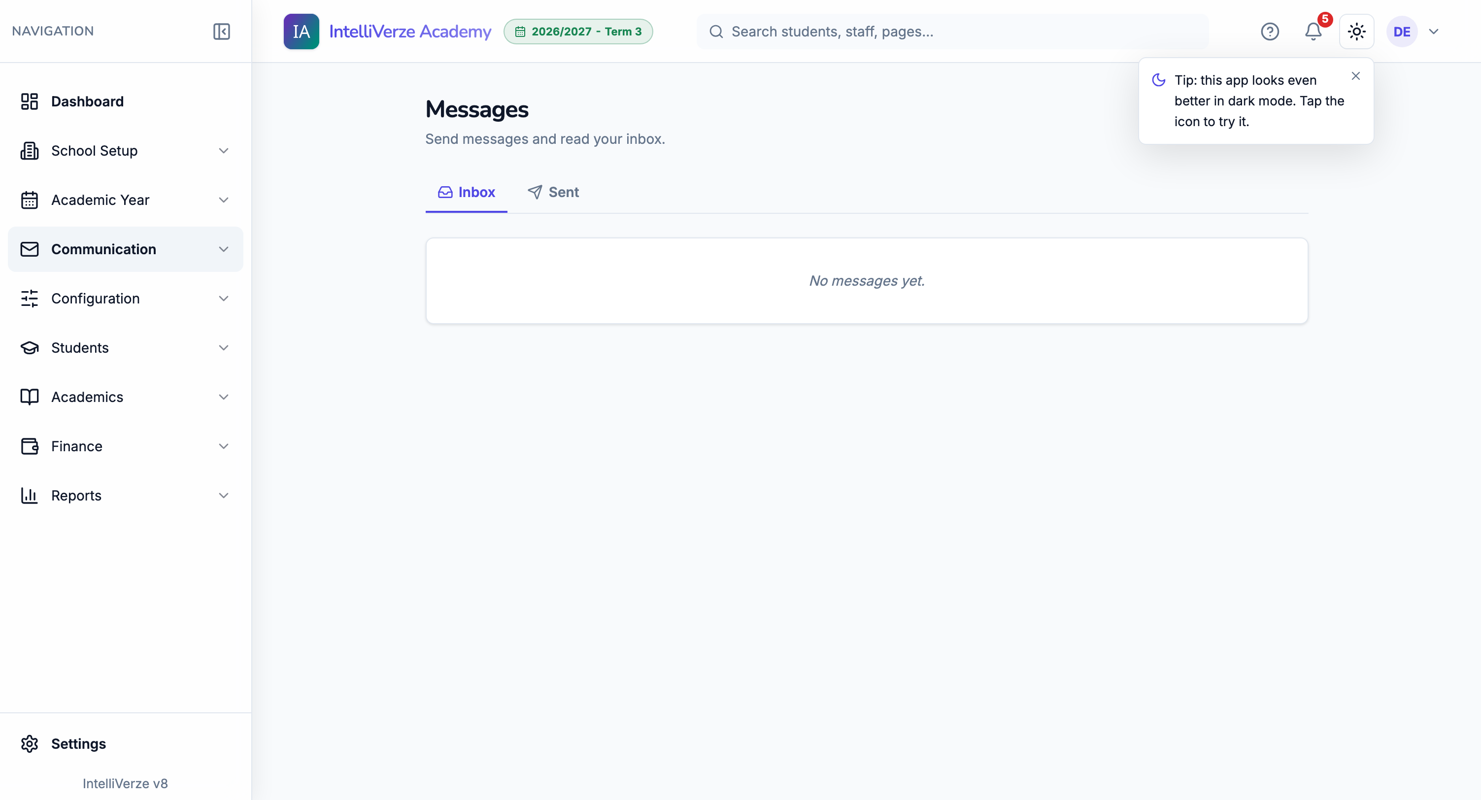 IntelliVerze Communication, light theme