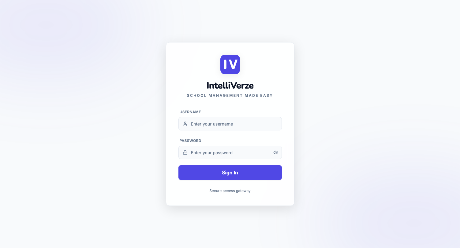 IntelliVerze Sign in, light theme